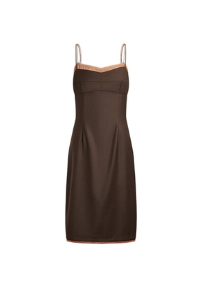 12 STOREEZ lace-trim spaghetti-strap mini dress - Brown