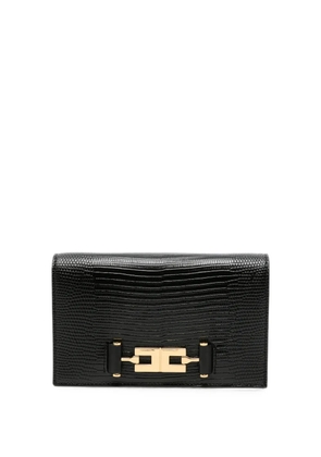 Elisabetta Franchi lizard-effect logo-plaque mini crossbody bag - Black
