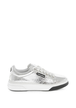 DSQUARED2 metallic textured leather sneakers - Silver