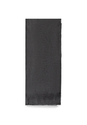 Emporio Armani logo-jacquard frayed scarf - Grey