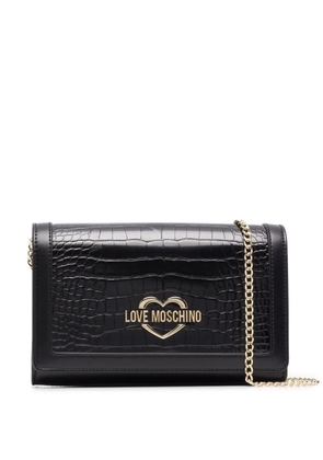 Love Moschino crocodile-effect heart-plaque shoulder bag - Black