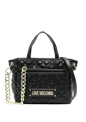 Love Moschino quilted logo-plaque tote bag - Black