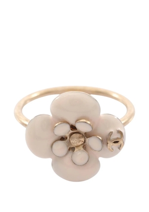CHANEL Pre-Owned 2010 CC Gold Plated and Enamel Flower Ring costume ring