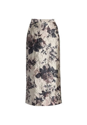 ERDEM floral-print crinkled midi skirt - Neutrals