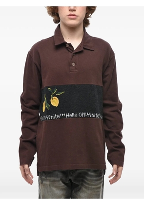 Off-White embroidered long-sleeve polo shirt - Brown