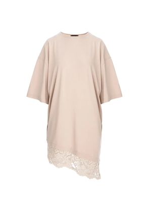 HAMZA Japan lace-trim asymmetric dress - Neutrals
