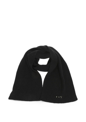Off-White ribbed wool scarf with silver logo - Black