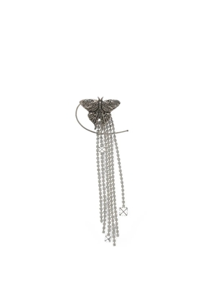 Off-White single Butterfly-shaped earring with rhinestones - Silver