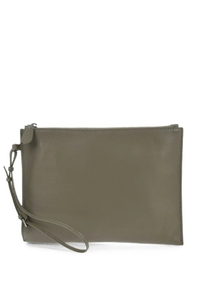 The Row leather envelope bag Sage with wrist strap - Green