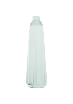 THE ARCHIVIA Riviera feather-trim halterneck maxi dress - Blue
