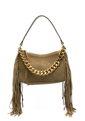 TWINSET fringe-trim suede tote bag - Green