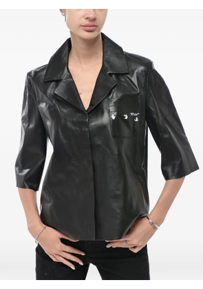 Off-White leather bowling shirt with snap buttons - Black