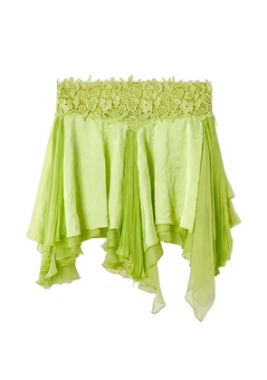 Versace lace-trim pleated mini skirt - Green