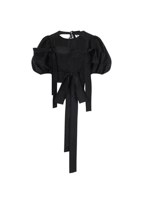 Cecilie Bahnsen floral-jacquard puff-sleeve top - Black