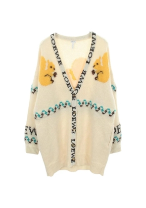 Loewe Pre-Owned 2010s logo-trim oversized cardigan - Neutrals