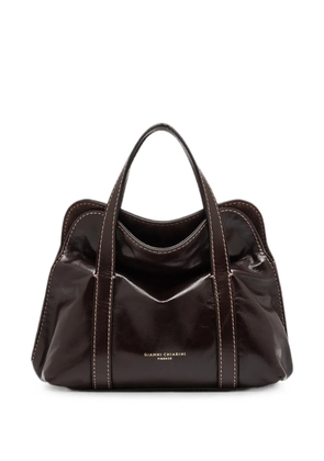 GIANNI CHIARINI Marghe medium contrast-stitch leather tote bag - Brown
