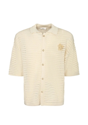 COMMAS crochet-knit flower-patch shirt - Neutrals