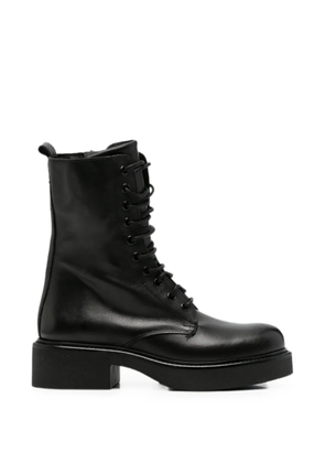 Metisse lace-up leather ankle boots - Black