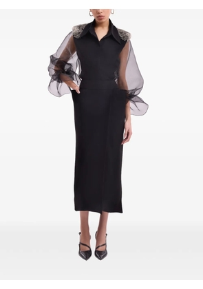 Gemy Maalouf beaded-shoulder puff-sleeve top - Black