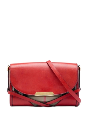 Burberry Pre-Owned 2000-2017 Leather and House Check Canvas Bridle Abbott crossbody bag - Brown