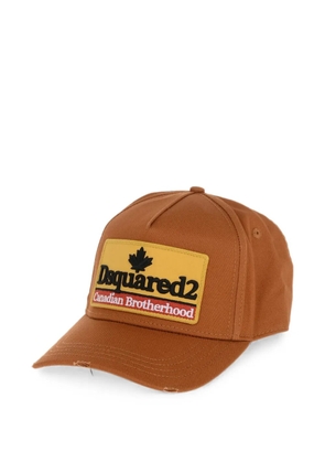 DSQUARED2 embroidered-patch distressed baseball cap - Brown