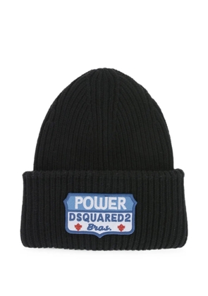 DSQUARED2 embroidered logo-patch beanie hat - Black