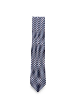 Ferragamo Gancini-print silk tie - Blue