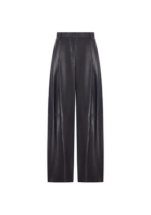 Giorgio Armani pleated leather trousers - Blue