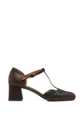 Chie Mihara Volai lizard-effect T-bar heeled pumps - Brown