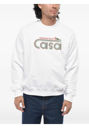 Casablanca garment-dyed cotton crewneck sweatshirt Equipement Sportif - White