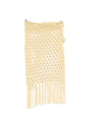 The Frankie Shop Tropea macramé-knit fringed midi skirt - Yellow