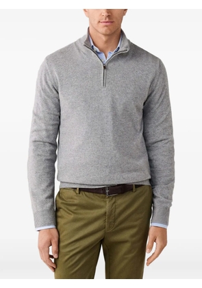 Hackett London quarter-zip elbow-patch sweater - Grey