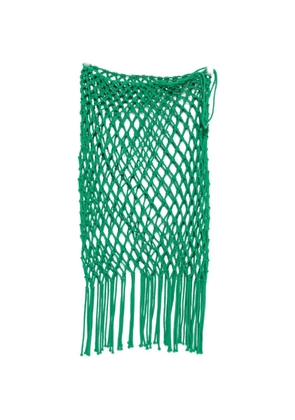 The Frankie Shop Tropea macramé-knit fringed midi skirt - Green