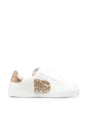 Dolce & Gabbana crystal-embellished DG logo sneakers - White