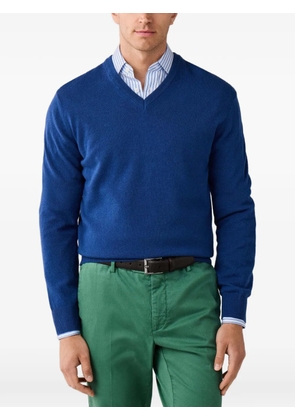 Hackett London V-neck elbow-patch knit - Blue