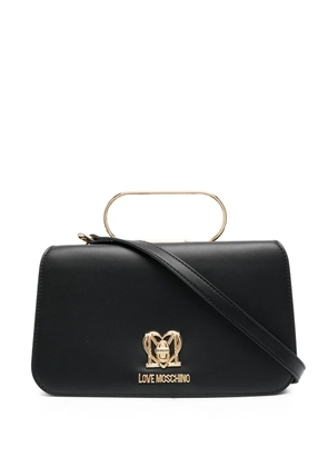 Love Moschino logo-plaque cutch bag - Black