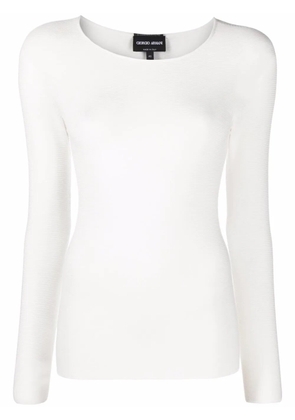 Giorgio Armani ribbed-knit fitted jumper - White