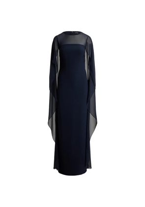 Lauren Ralph Lauren cape-overlay georgette gown maxi dress - Blue