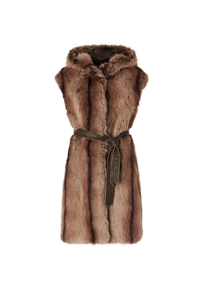PINKO faux-fur hooded coat - Brown