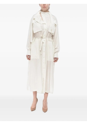 LEMAIRE tie-neck drawstring-waist shirt dress - Neutrals