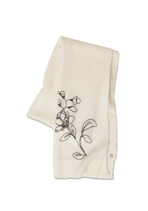 TWINSET knitted scarf with floral embroidery - Neutrals