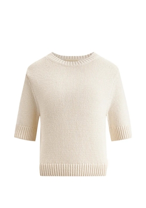 12 STOREEZ Hearth ribbed-trim short-sleeve top - Neutrals