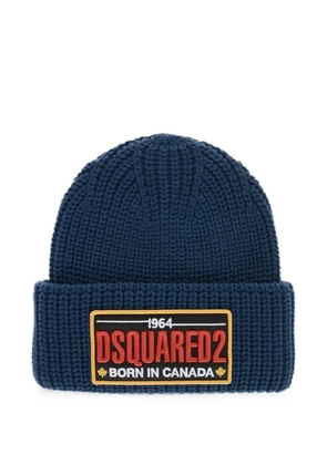 DSQUARED2 logo-patch beanie hat - Blue