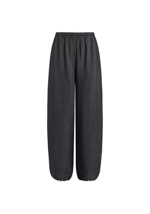 12 STOREEZ Delave drawstring-cuff linen trousers - Grey