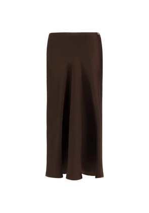Herno satin-finish logo-plaque midi skirt - Brown