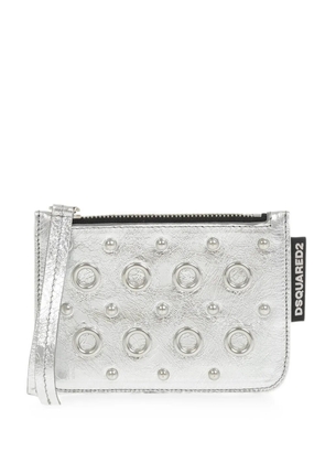 DSQUARED2 eyelet-embellished studded card holder - Silver