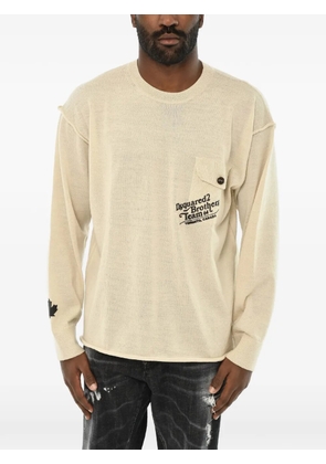 DSQUARED2 virgin wool crewneck sweater with print - Neutrals