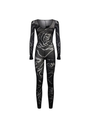 Wolford rose-patterned semi-sheer jumpsuit - Black