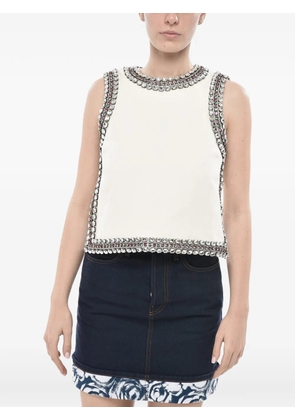 Gucci bare-back silk-blend top with jeweled edges - Neutrals