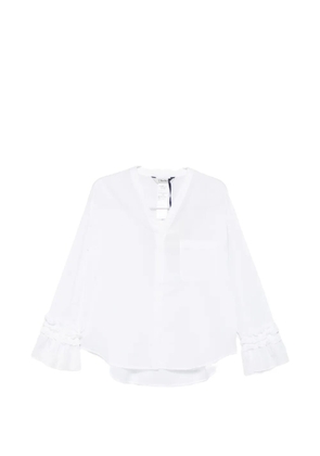 'S Max Mara ruffled-cuff V-neck shirt - White